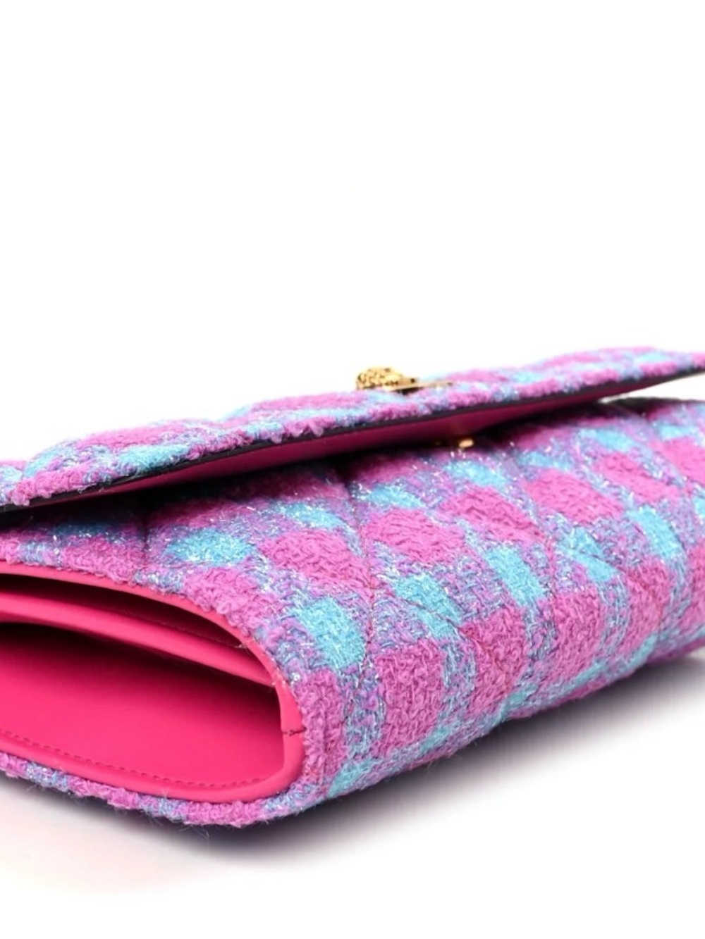 ✨💎NWT💎✨Versace Pink , Turquoise & Purple Tweed Wallet on Chain! - Picture 6 of 9